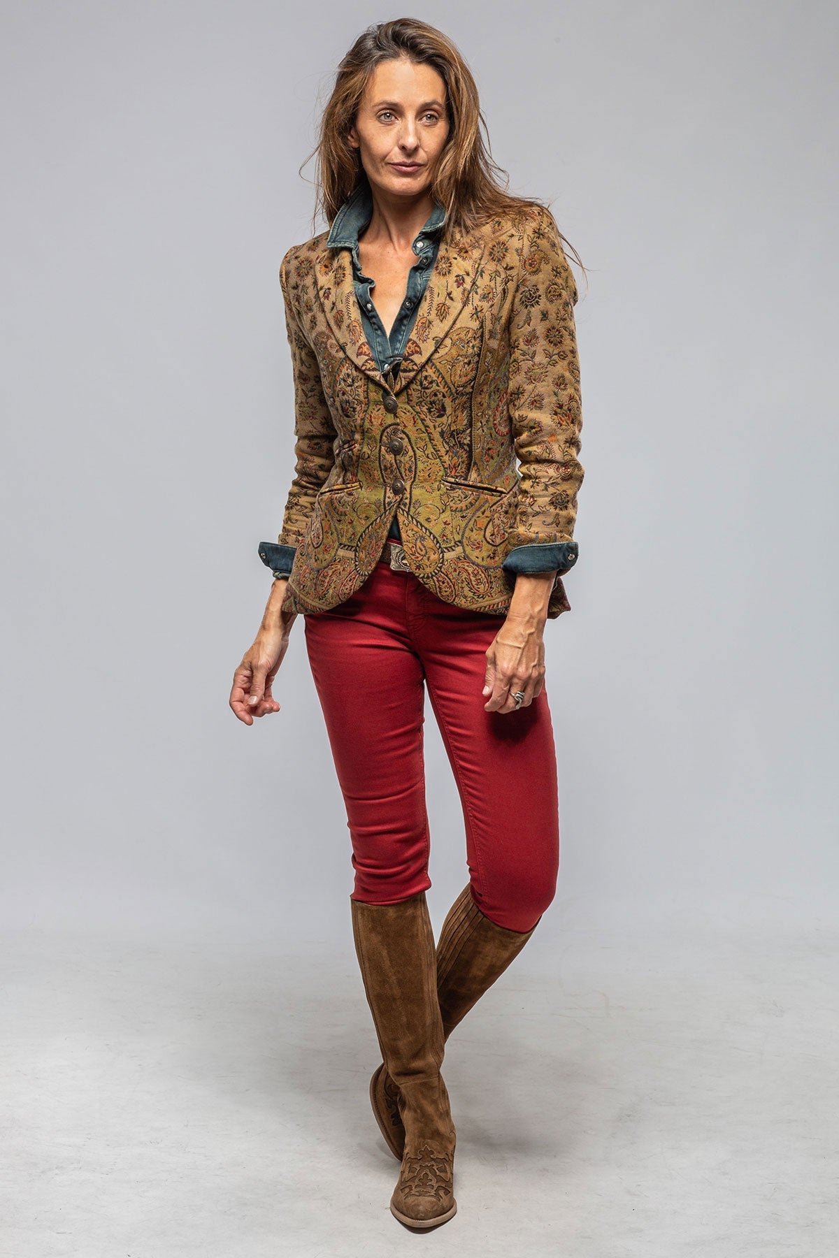 Sullavan Jacket In Green Paisley Jacquard