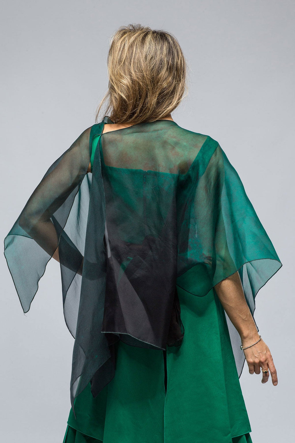 Tiziano Organza Shawl In Emerald Print