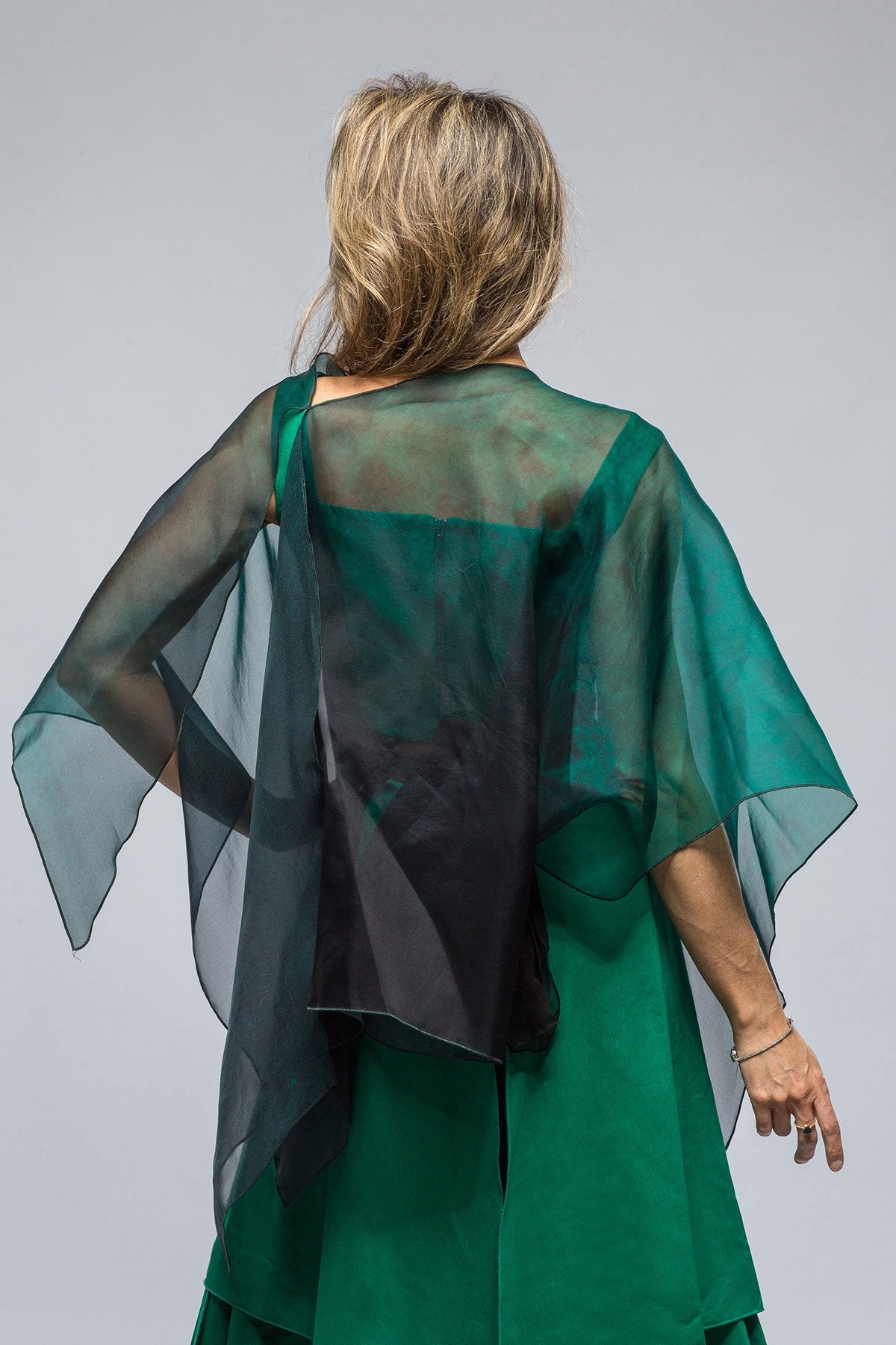 Tiziano Organza Shawl In Emerald Print