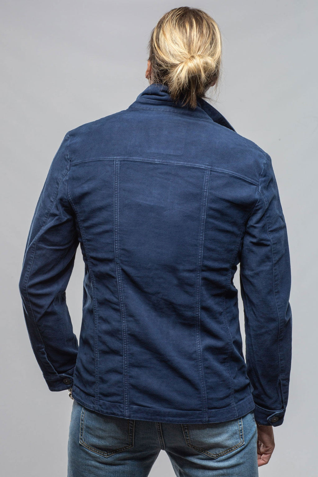 Trace Overdye Moleskin Overshirt In Blu Cina