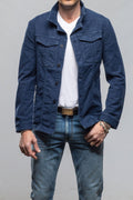 Trace Overdye Moleskin Overshirt In Blu Cina