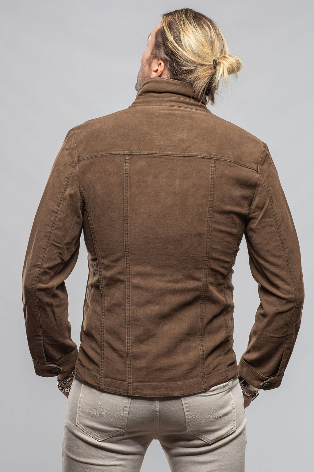 Trace Overdye Moleskin Overshirt In Liqurizia