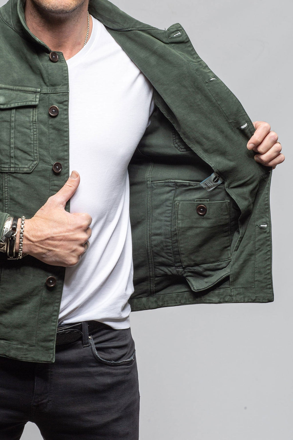 Trace Overdye Moleskin Overshirt In Muschio