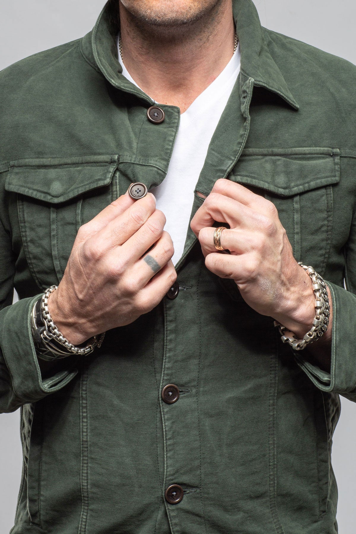 Trace Overdye Moleskin Overshirt In Muschio