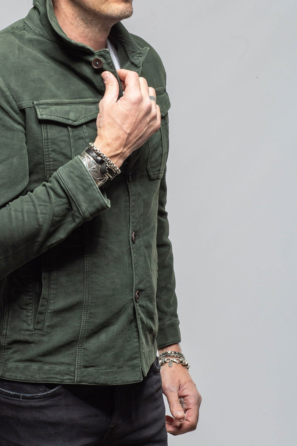 Trace Overdye Moleskin Overshirt In Muschio