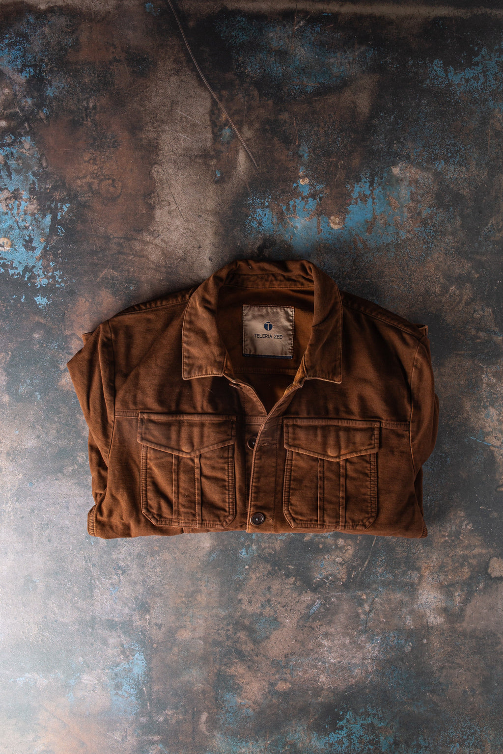 Trace Overdyed Moleskin Overshirt In Ruggine