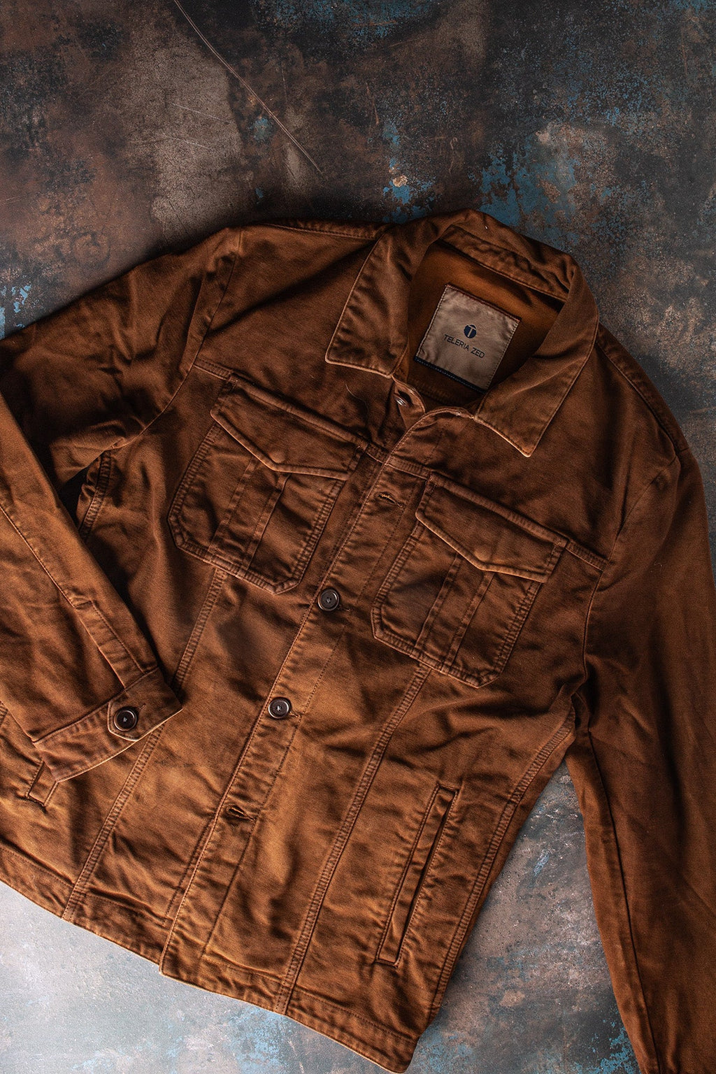 Trace Overdyed Moleskin Overshirt In Ruggine