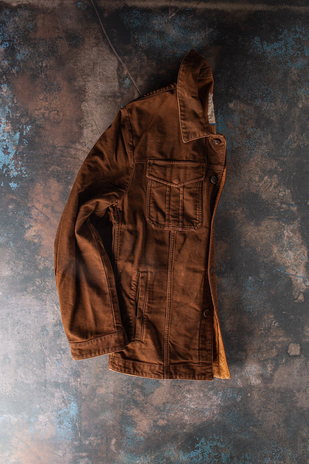 Trace Overdyed Moleskin Overshirt In Ruggine