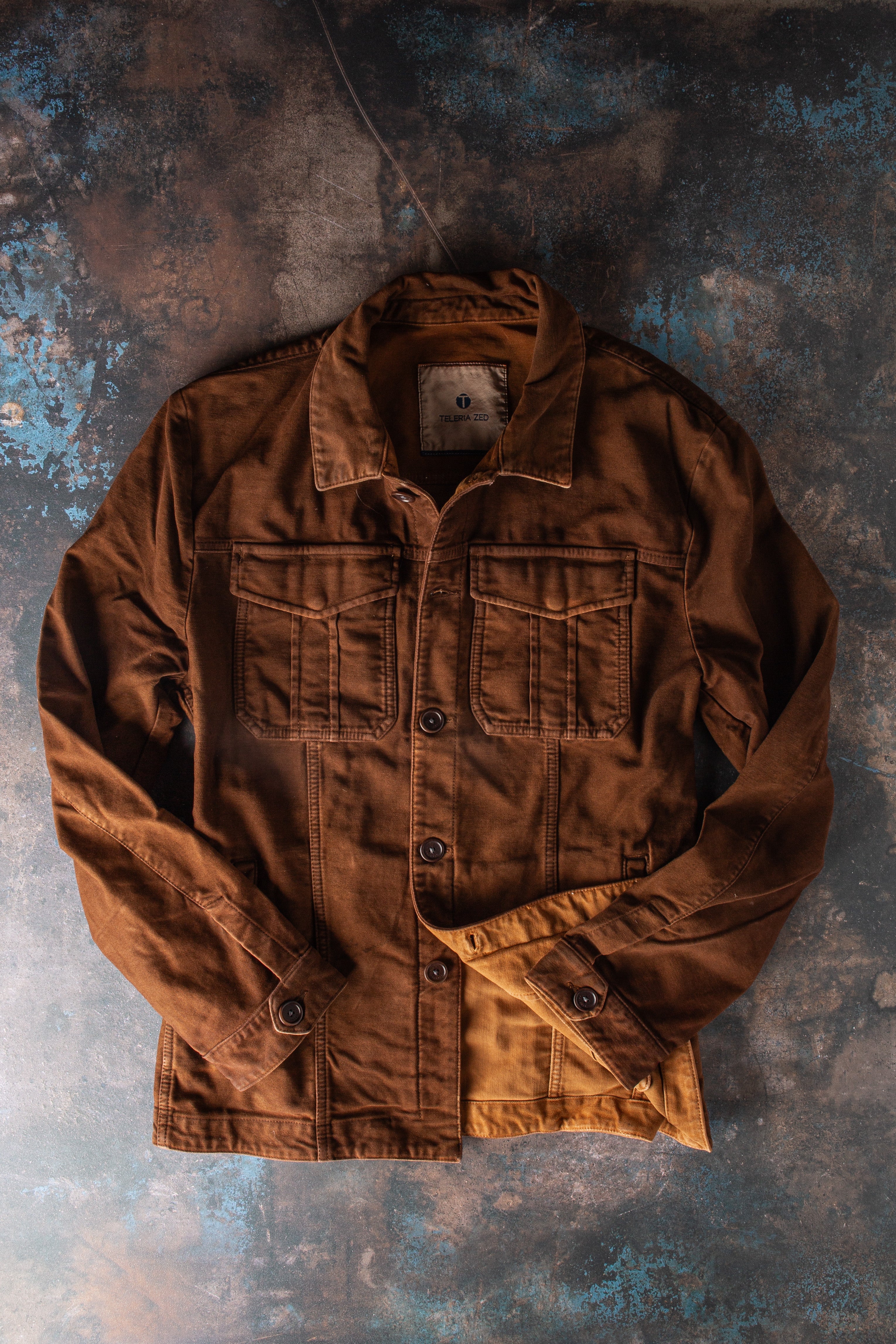 Trace Overdyed Moleskin Overshirt In Ruggine