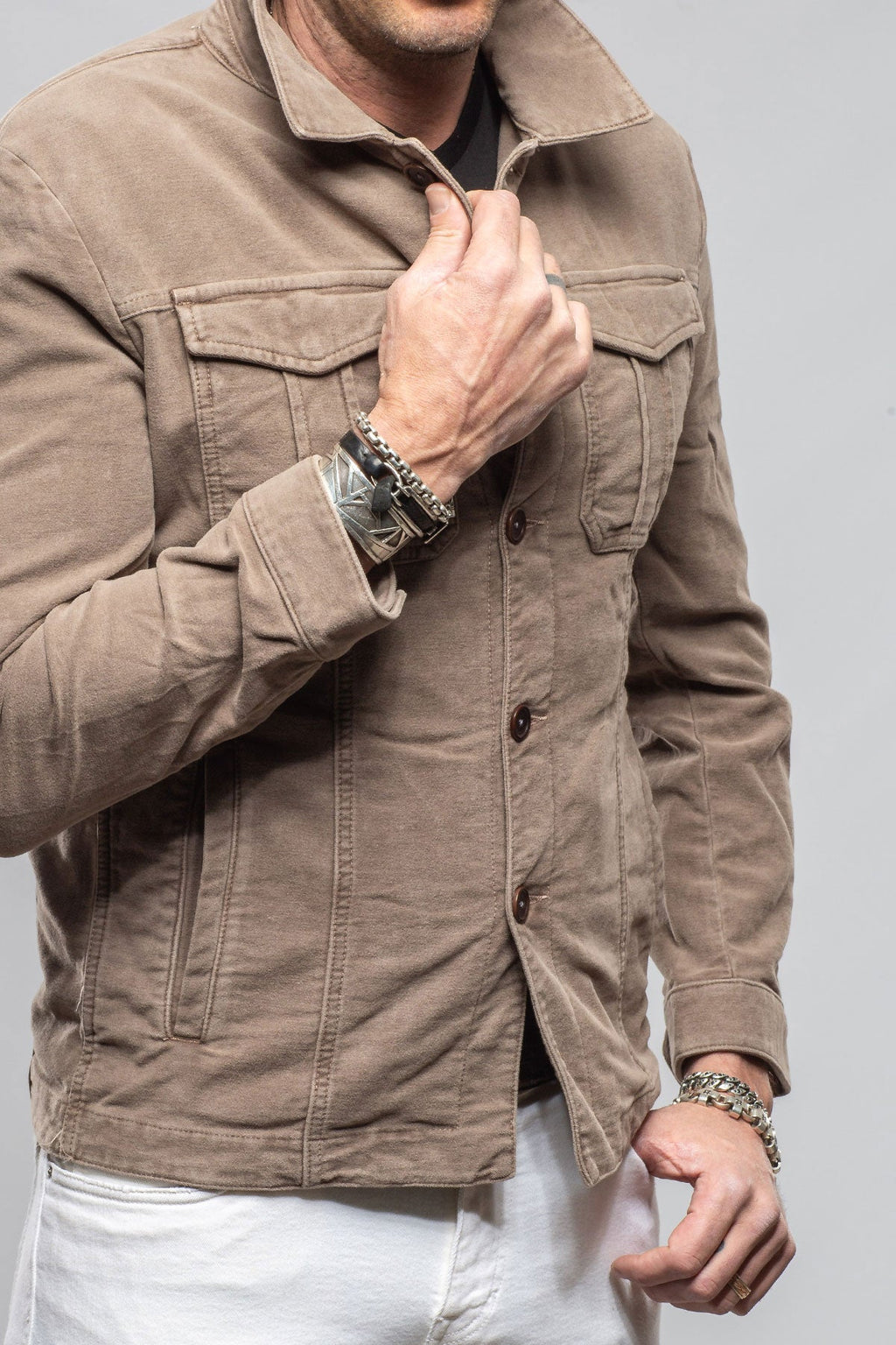 Trace Overdyed Moleskin Overshirt In Tortora