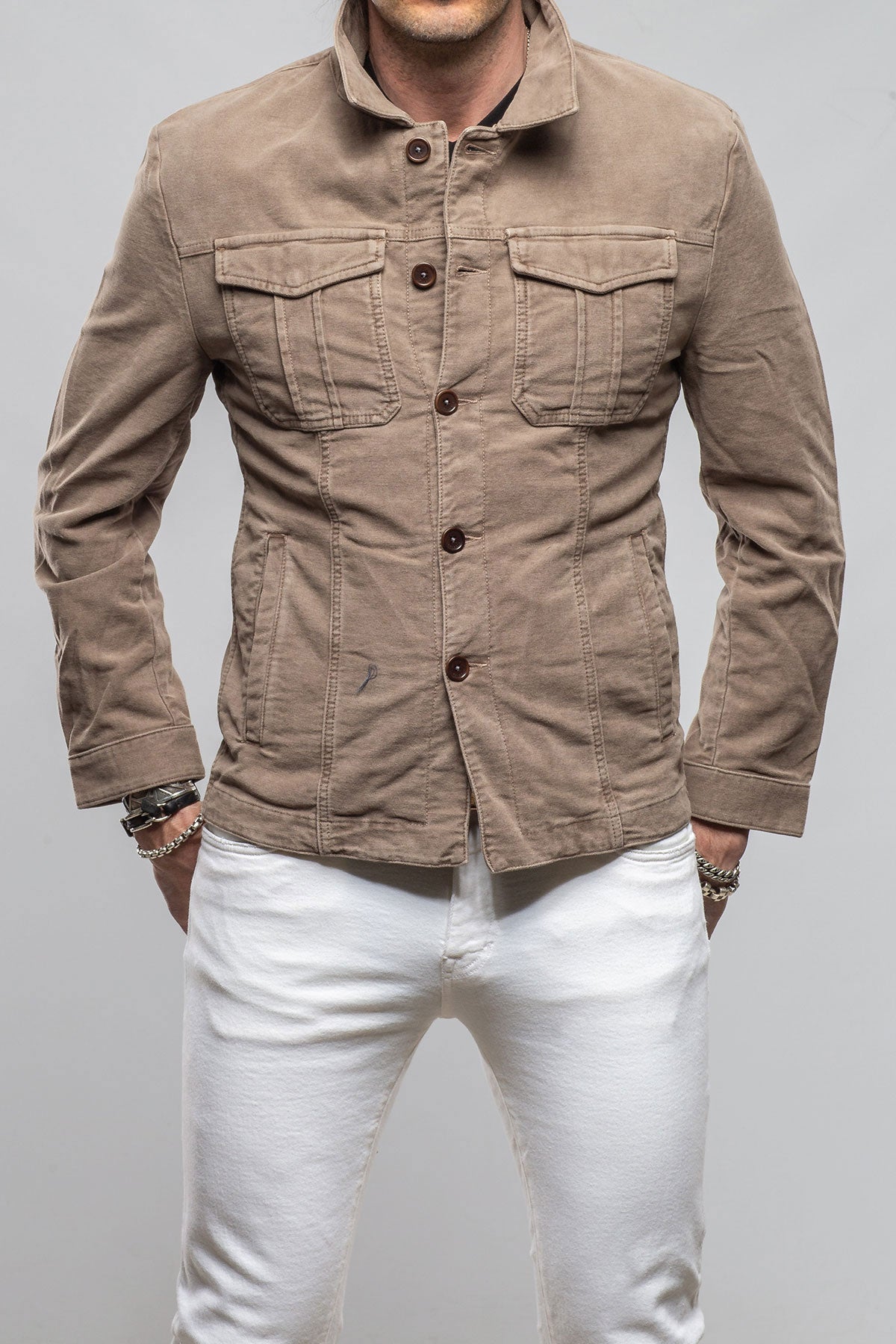 Trace Overdyed Moleskin Overshirt In Tortora