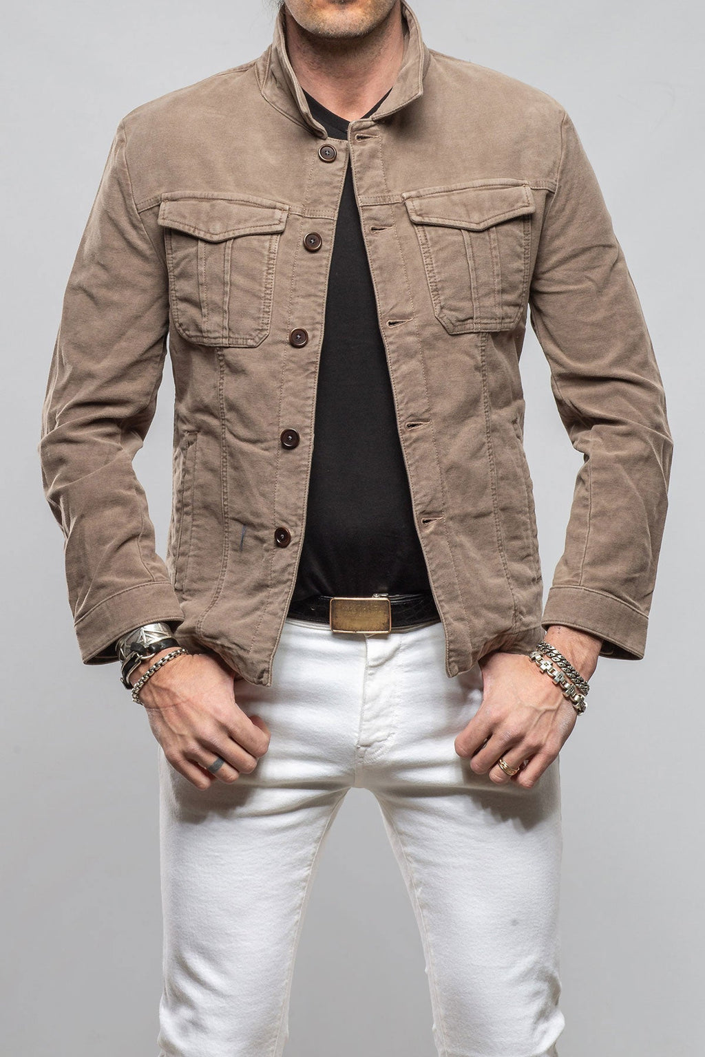 Trace Overdyed Moleskin Overshirt In Tortora