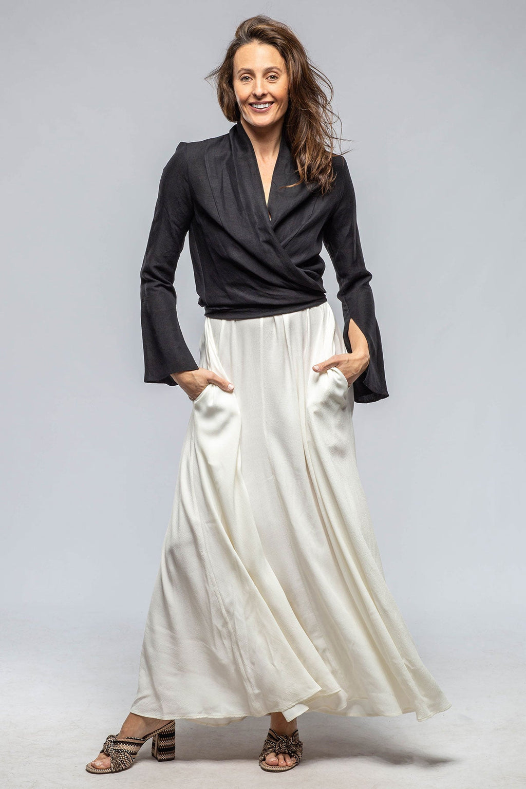 Myana Wrap Linen Blouse In Black