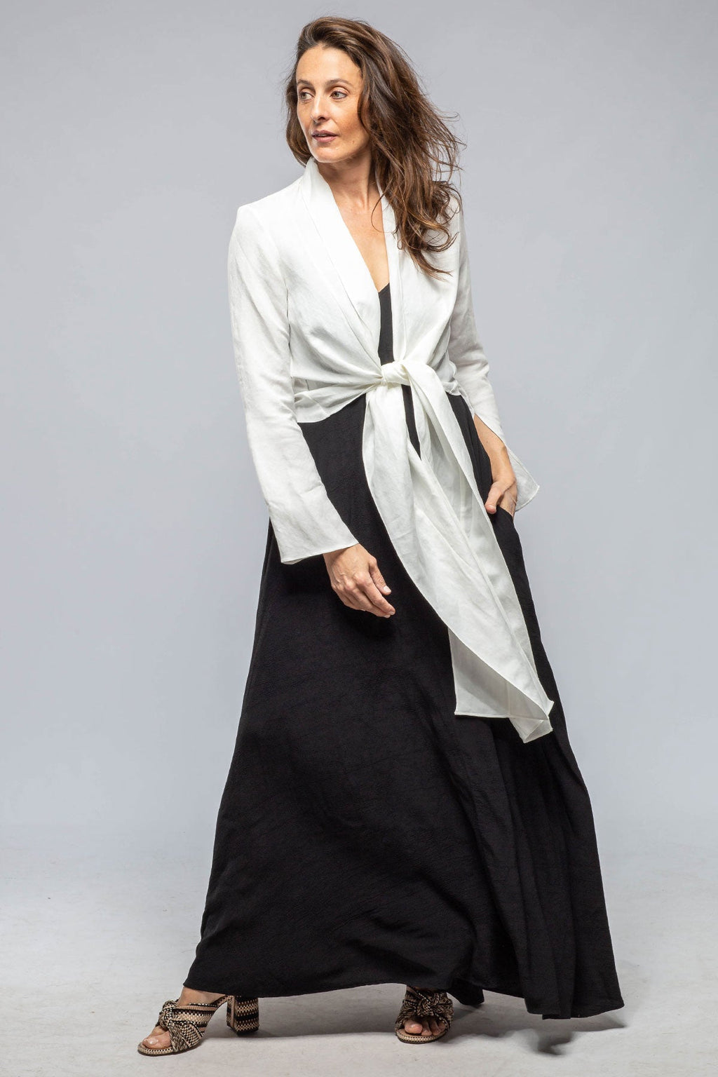 Myana Wrap Linen Blouse In Ivory